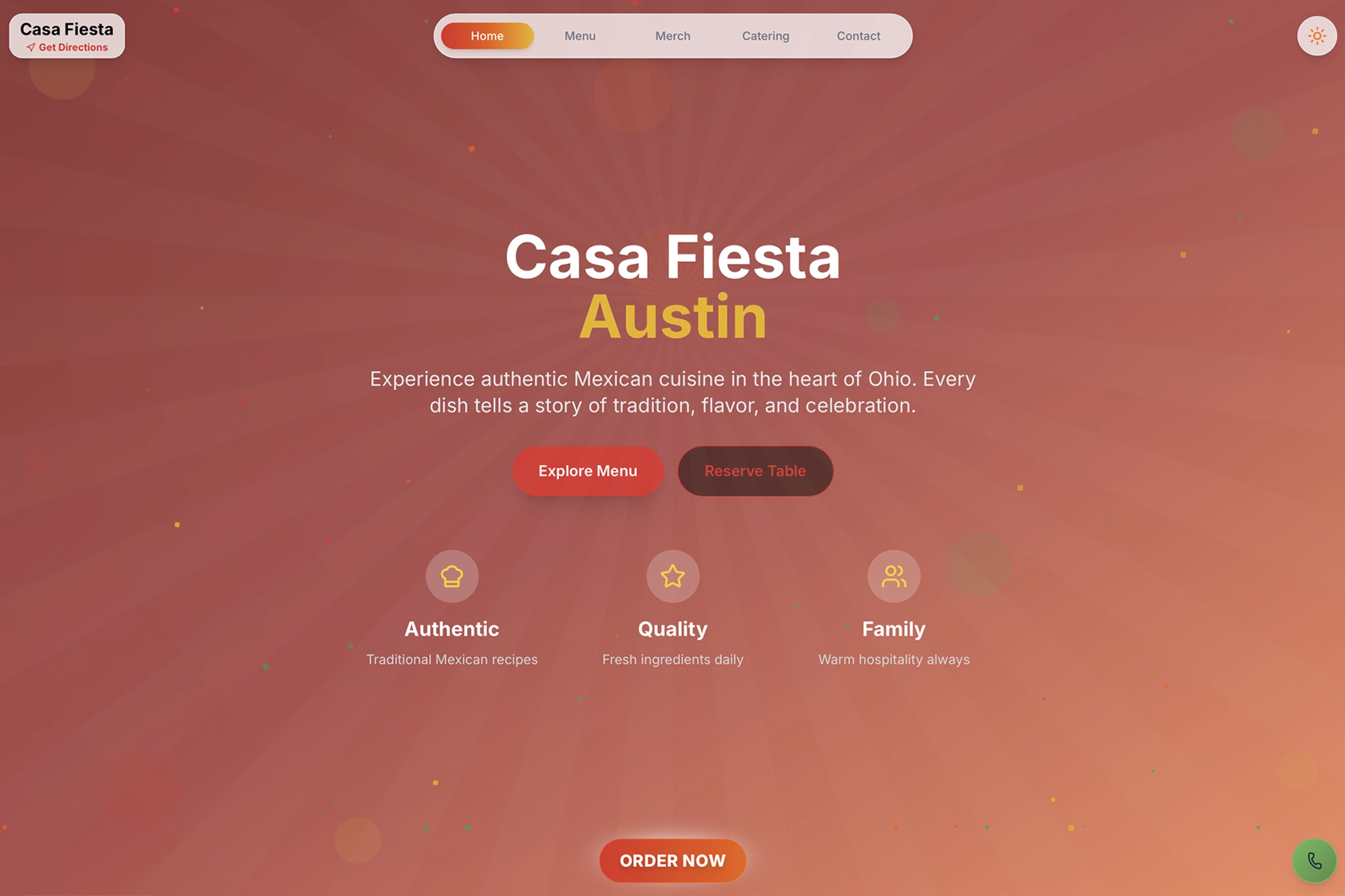 Casa Fiesta Restaurant website screenshot
